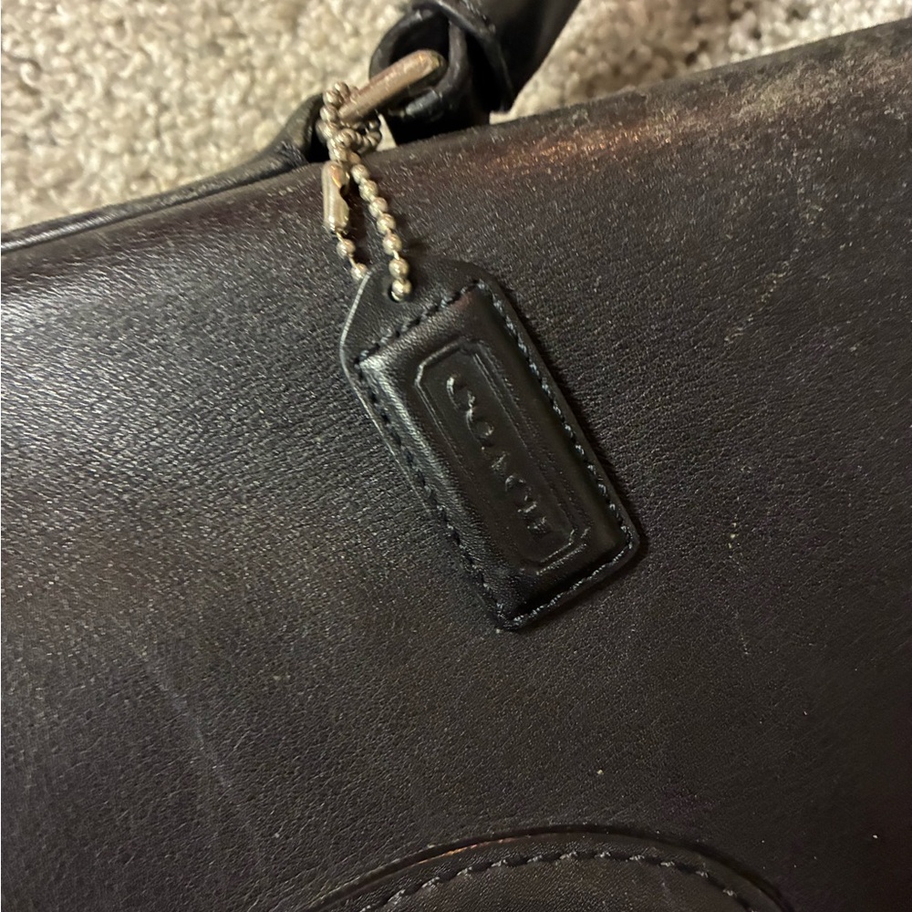 Coach Black Leather Messenger Bag - Picture 5 of 12